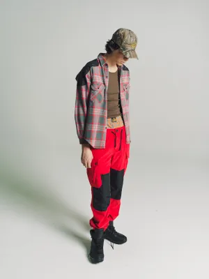 Red Plaid Upcycled Utility Flannel