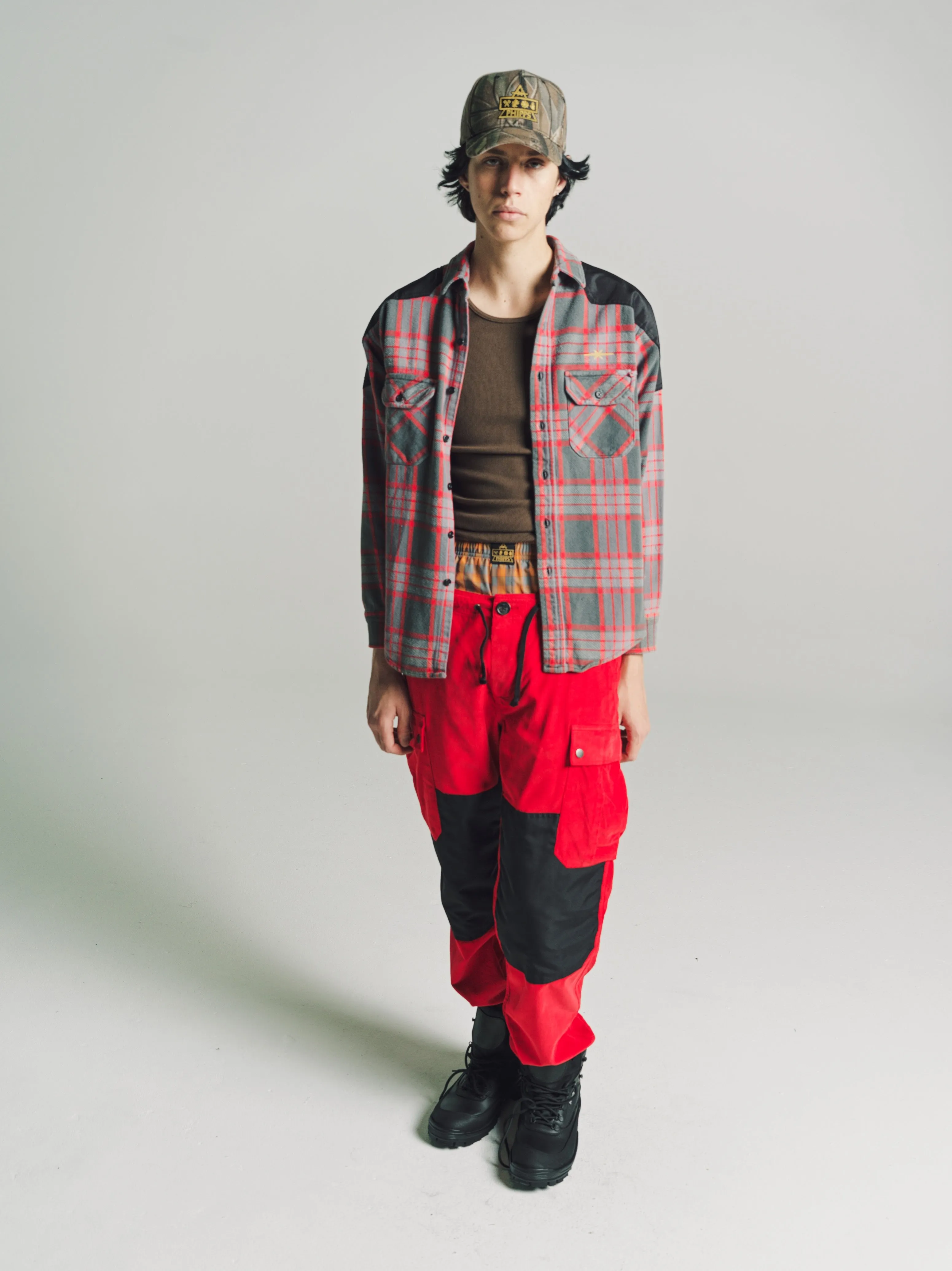 Red Plaid Upcycled Utility Flannel