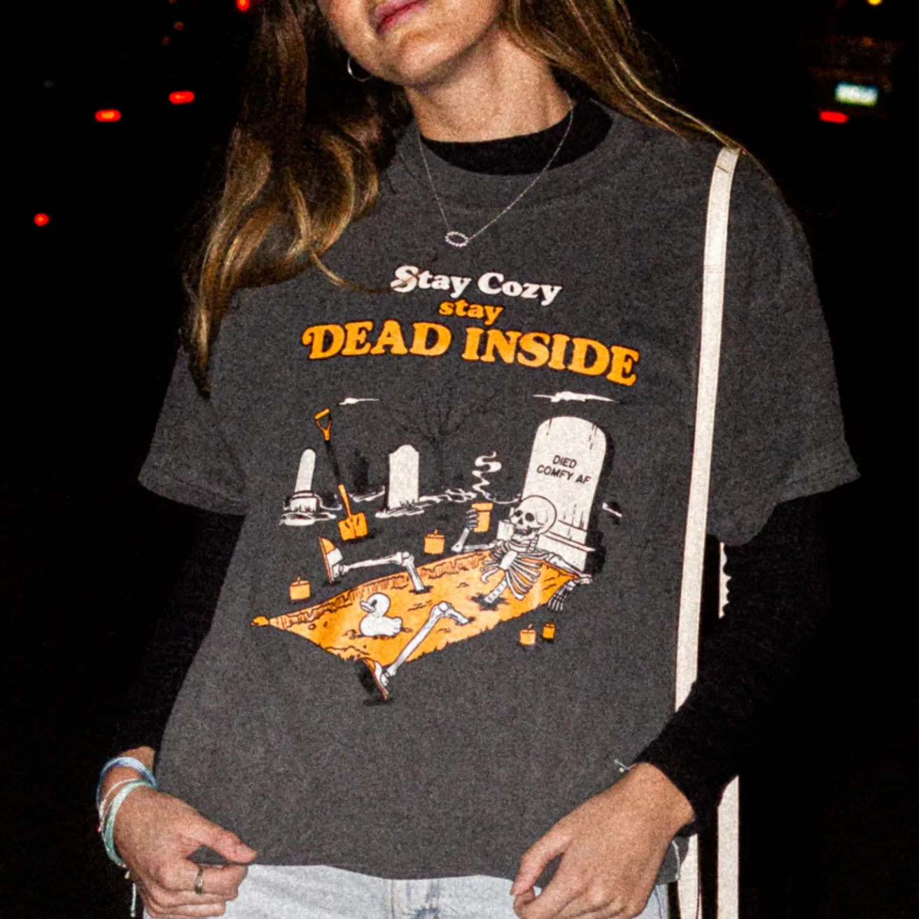 Stay Cozy Stay Dead Inside - Vintage Halloween T-Shirt