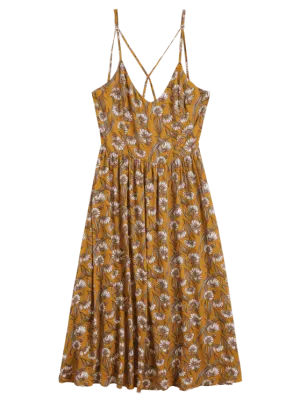 TastyHottie - Trendy Sunflower Criss Cross Midi Dress