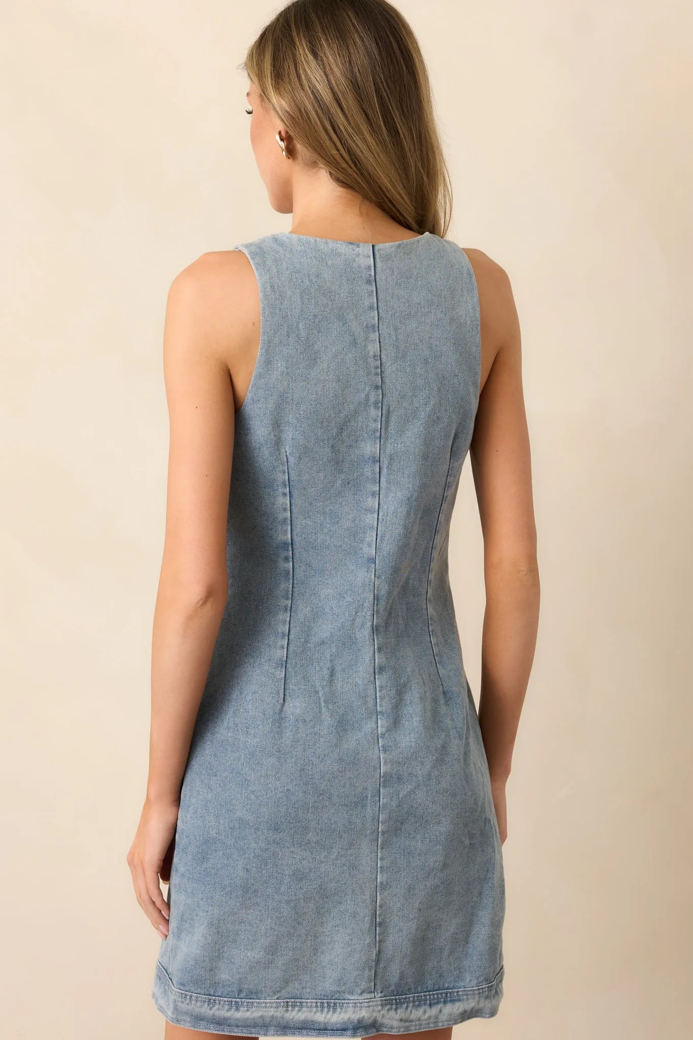 Urban Dreams Light Wash Button Front Denim Mini Dress