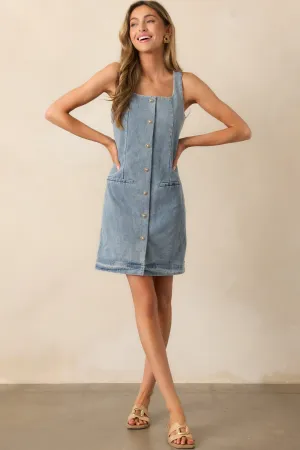 Urban Dreams Light Wash Button Front Denim Mini Dress