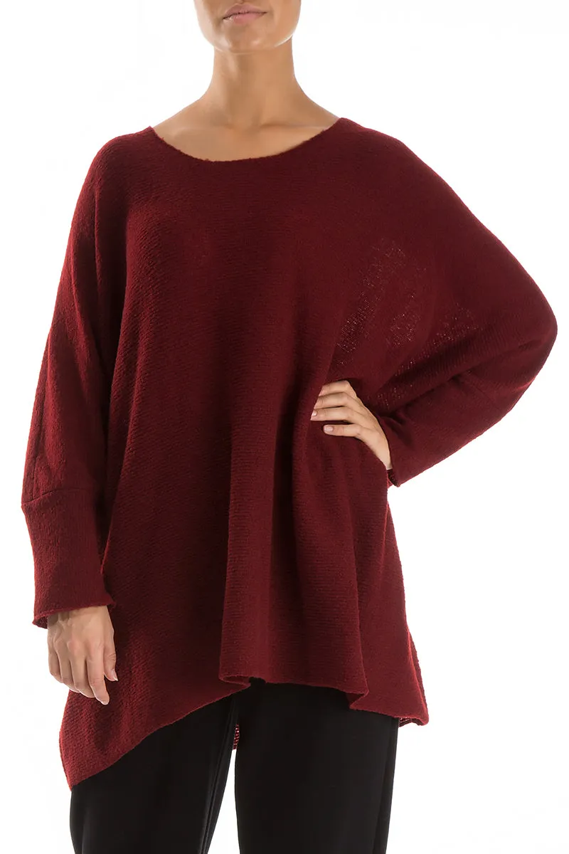 Wide Boxy Maroon Wool Sweater