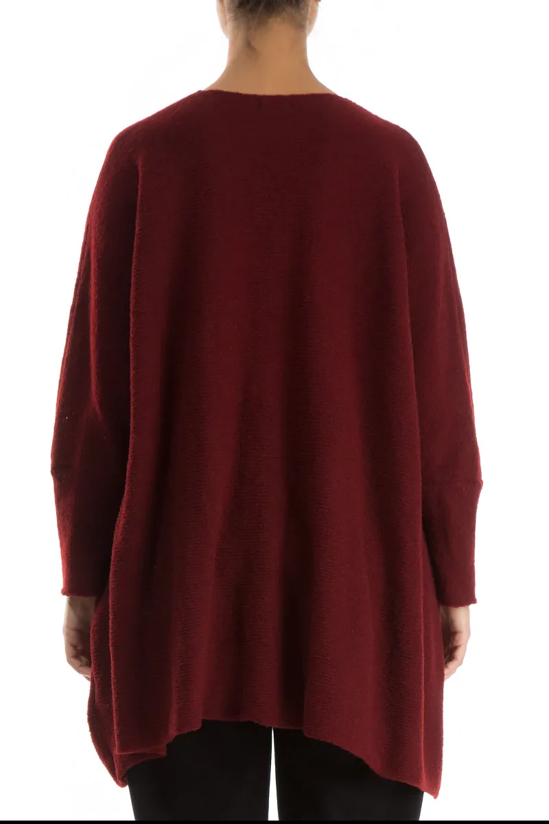 Wide Boxy Maroon Wool Sweater