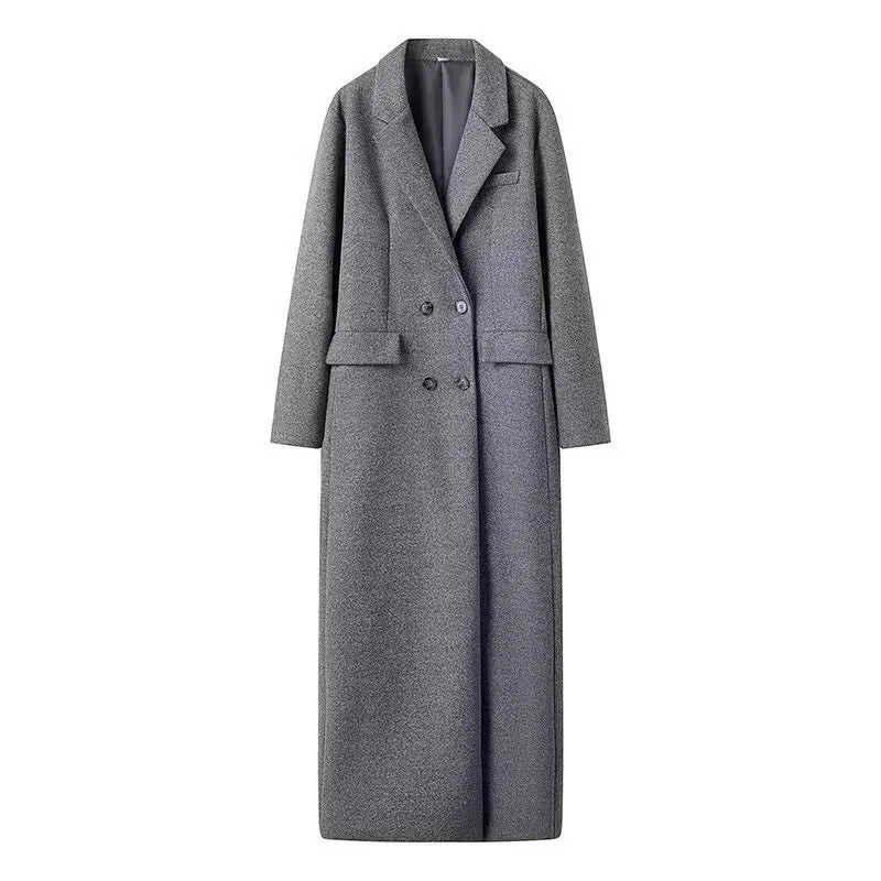 Women's Button Long Woolen Coat