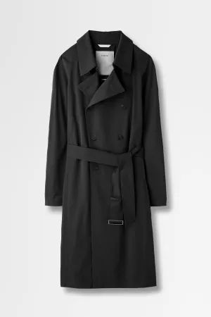 Wool Gabardine Trench Coat in Black